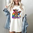 Rainbow Pride Bigfoot Reading Book With Heart Glasses Women's Comfort Colors T-Shirt Ivory