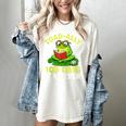 Toad-Ally 100 Days Smarter Frog Reading Book 100 School Day Women's Comfort Colors T-Shirt Ivory