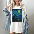 Van Gogh Starry Night Fantasy Reader Dragon Reading Book Women's Comfort Colors T-Shirt Ivory