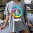 2026 Graduation Class Year Tie Dye Peace Sign Graduate Shirt Women's Comfort Colors T-Shirt Gray