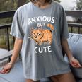 Anxious But Cute Anxiety Meme Cat Lover Introvert For Men Women Women's Comfort Colors T-Shirt Gray