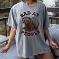 Bad At People Ferret Introvert Saying Slogan Tee Women's Comfort Colors T-Shirt Gray
