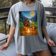 Bigfoot And Alien Reading Books Campfire Halloween Women's Comfort Colors T-Shirt Gray