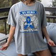 Blue Ribbon In Memory Of My Sister Colon Cancer Awareness Women's Comfort Colors T-Shirt Gray