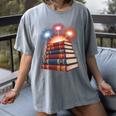 Books Fireworks 4th Of July Bookworm Patriotic Reader Women's Comfort Colors T-Shirt Gray
