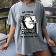 Cat With Coffee On Computer Go Away I'm Introverting Women's Comfort Colors T-Shirt Gray Cat With Coffee On Computer Go Away I'm Introverting Women's Comfort Colors T-Shirt Gray