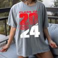 Class Of 2024 High School Senior Graduation Red Sports Style Women's Comfort Colors T-Shirt Gray