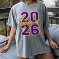 Class Of 2026 Graduation Varsity Purple Yellow On The Back Women's Comfort Colors T-Shirt Gray