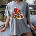 Cozy Gingerbread Christmas Reading Book Xmas Snowflakes Fall Women's Comfort Colors T-Shirt Gray