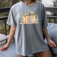 Cute Cat Sleeping On Books Women's Comfort Colors T-Shirt Gray