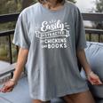 Easily Distracted By Chickens And Books Farm Women's Comfort Colors T-Shirt Gray