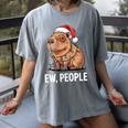 Ew People Capybara Christmas Lights Introvert Humor Women's Comfort Colors T-Shirt Gray