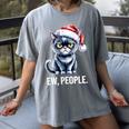 Ew People Cat Christmas Introvert Holiday Humor Women's Comfort Colors T-Shirt Gray