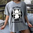 Go Away I'm Introverting Cat With Coffee Women's Comfort Colors T-Shirt Gray