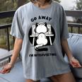 Go Away I'm Introverting Cat With Coffee Women's Comfort Colors T-Shirt Gray