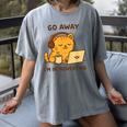 Go Away I'm Introverting Cozy Cat With Laptop And Coffee Women's Comfort Colors T-Shirt Gray