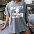 I Graduated I Survived High School Graduation Women's Comfort Colors T-Shirt Gray