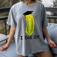 Graduation Cap Wearing Big Dill Pickle I Did It Graduate Fun Women's Comfort Colors T-Shirt Gray