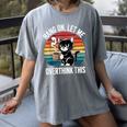 Hang On Let Me Overthink Cat Coffee Retro Introvert Women's Comfort Colors T-Shirt Gray