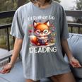 I'd Rather Be Reading Cute Fox Book Lover Reader Bookworm Women's Comfort Colors T-Shirt Gray
