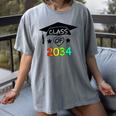 K -12th Grade Hand Prints Space Graduation Class Of 2034 Women's Comfort Colors T-Shirt Gray