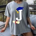 Kids Initial J Letter For Boys Preschool Graduation Kindergarten Women's Comfort Colors T-Shirt Gray