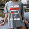 Low Social Battery Need Recharge Introvert Self-Care Women's Comfort Colors T-Shirt Gray