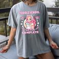 Middle School Level Complete Gaming Graduation Anime Girl Women's Comfort Colors T-Shirt Gray