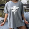 MSN Letters On Caduceus Medical Emblem MSN Nurse Graduation Women's Comfort Colors T-Shirt Gray