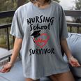 Nursing School Survivor Women Graduation RN Gift Shirt Women's Comfort Colors T-Shirt Gray
