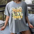 Peace Love Books Librarian Teacher Life Book Library Women's Comfort Colors T-Shirt Gray Peace Love Books Librarian Teacher Life Book Library Women's Comfort Colors T-Shirt Gray