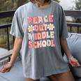 Peace Out Middle School Graduation Groovy Last Day Of School Women's Comfort Colors T-Shirt Gray