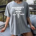 Pharmacy Tech Graduation T Shirt Student Est 2018 Women's Comfort Colors T-Shirt Gray