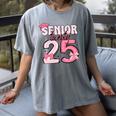 Pink Coquette Bow Senior 2025 Back To School Graduation Girl Women's Comfort Colors T-Shirt Gray