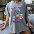 Read More Books Floral Book Reader Art Reading Lover Quote Women's Comfort Colors T-Shirt Gray