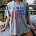 Retro Proud Coast Guard Dad Graduation Dad Usa Flag Outfit Women's Comfort Colors T-Shirt Gray