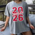 Senior 2026 Graduation Varsity Red Letters On The Back Women's Comfort Colors T-Shirt Gray