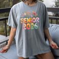 Senior 2026 Groovy Retro Grad Class Of 2026 Graduation Kids Women's Comfort Colors T-Shirt Gray