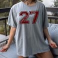 Senior 2027 Maroon Senior Class Of 27 Jersey Graduation Women's Comfort Colors T-Shirt Gray
