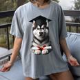 Siberian Husky Dog Graduation Cap Training School Graduate Men Women Kids Women's Comfort Colors T-Shirt Gray