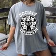 Socially Awkward Cute Introvert Cat Meme Anti-Social Club Women's Comfort Colors T-Shirt Gray
