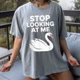 Stop Looking At Me Swan Introvert Humor Women's Comfort Colors T-Shirt Gray