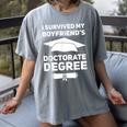 I Survived My Boyfriend's Doctorate Degree Graduation Women's Comfort Colors T-Shirt Gray