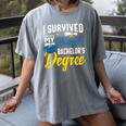 i Survived My Husbands Bachelors Degree Graduation Gifts Women's Comfort Colors T-Shirt Gray