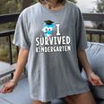 I Survived Kindergarten Graduation Kids Owl Grad Women's Comfort Colors T-Shirt Gray