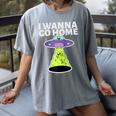 I Wanna Go Home Introvert UFO UAP Flying Saucer Trippy Alien Raglan Baseball Tee Women's Comfort Colors T-Shirt Gray I Wanna Go Home Introvert UFO UAP Flying Saucer Trippy Alien Raglan Baseball Tee Women's Comfort Colors T-Shirt Gray