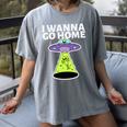 I Wanna Go Home Introvert UFO UAP Flying Saucer Trippy Alien Women's Comfort Colors T-Shirt Gray I Wanna Go Home Introvert UFO UAP Flying Saucer Trippy Alien Women's Comfort Colors T-Shirt Gray