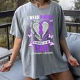 I Wear Purple In Memory Of My Dad Alzheimer's Awareness Women's Comfort Colors T-Shirt Gray