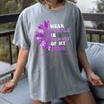 I Wear Purple In Memory Of My Mom Pancreatic Cancer Ribbon Women's Comfort Colors T-Shirt Gray I Wear Purple In Memory Of My Mom Pancreatic Cancer Ribbon Women's Comfort Colors T-Shirt Gray