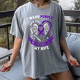 I Wear Purple In Memory Of Wife Pancreatic Cancer Awareness Women's Comfort Colors T-Shirt Gray